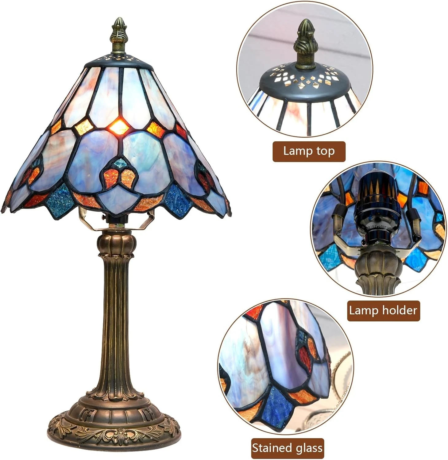 Tiffany Stained Glass Bedside Lamp – Cute Home Decor Gift for Any Room