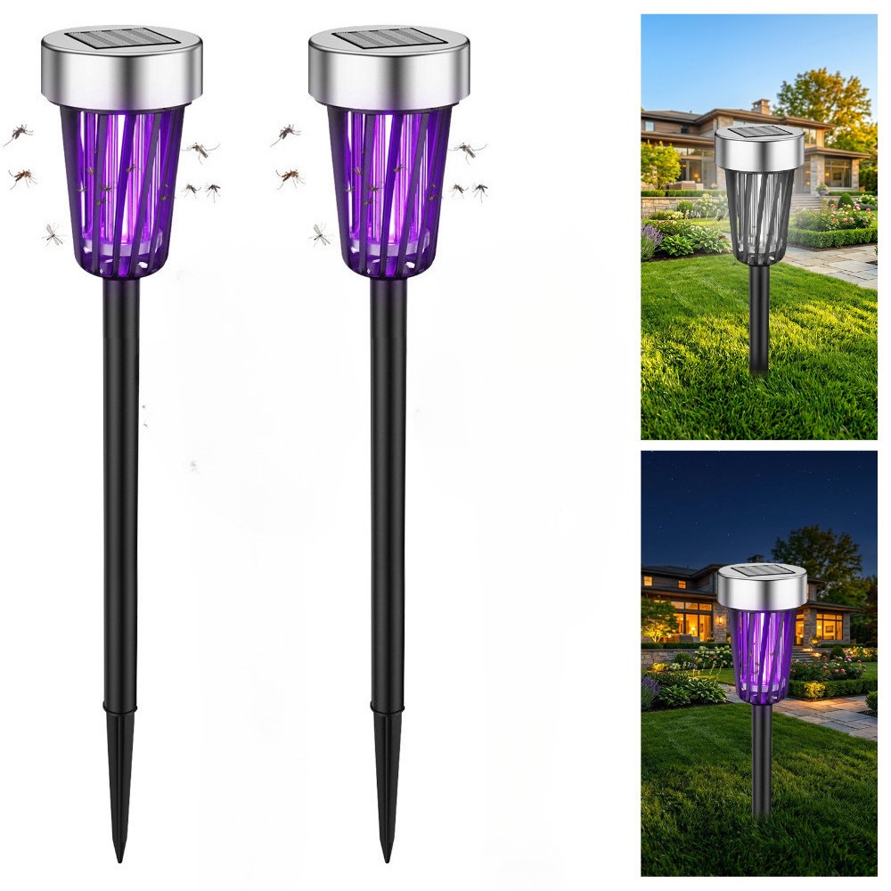 2 pack Solar Bug Zapper Outdoor Portable Fly Pest Repeller Mosquito Zapper LED