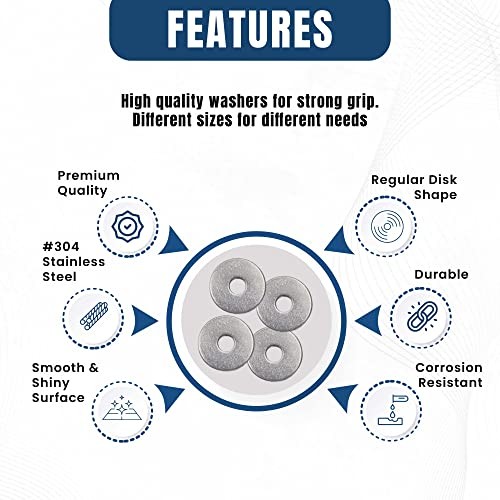 225 Pcs Metric Fender Washers Assortment Kit, 304 Stainless Steel | M3, M4,