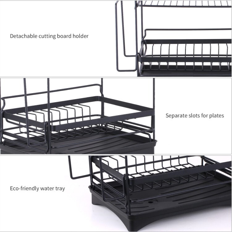 2 Tier Over Sink Dish Drying Rack Stainless Steel Kitchen Dish Drainer Organizer
