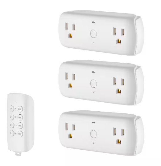 Commercial Electric Wireless Indoor Remote Control AC/DC Adapter, White(3-Pack)