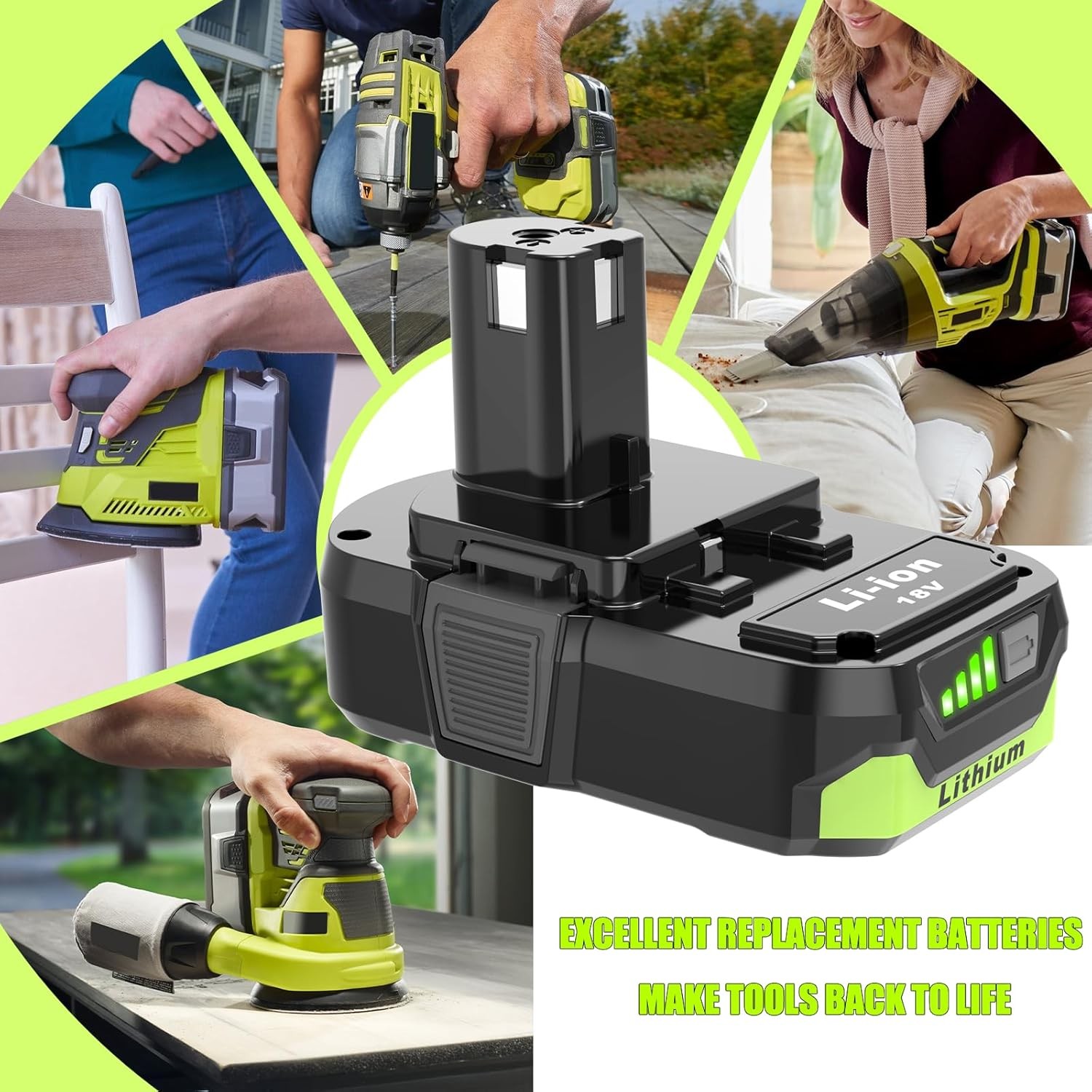 For RYOBI P108 one 18V High Capacity 6.0Ah/3.0Ah Battery Lithium-Ion Battery New