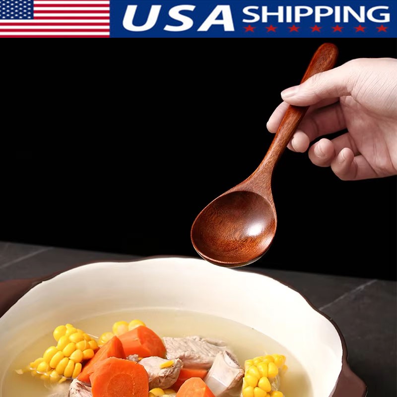 Wood Spoon Bamboo Kitchen Utensil Cooking Utensil Tool Soup Teaspoon Catering