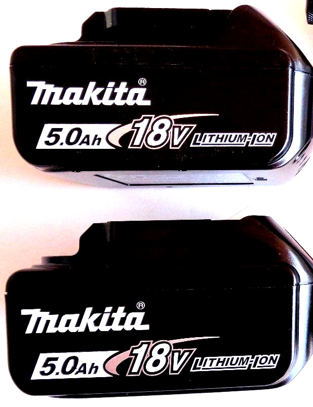 (2) New Makita Genuine BL1850B 5.0 AH Batteries 18 Volt LXT 18V LED BL1850B-2