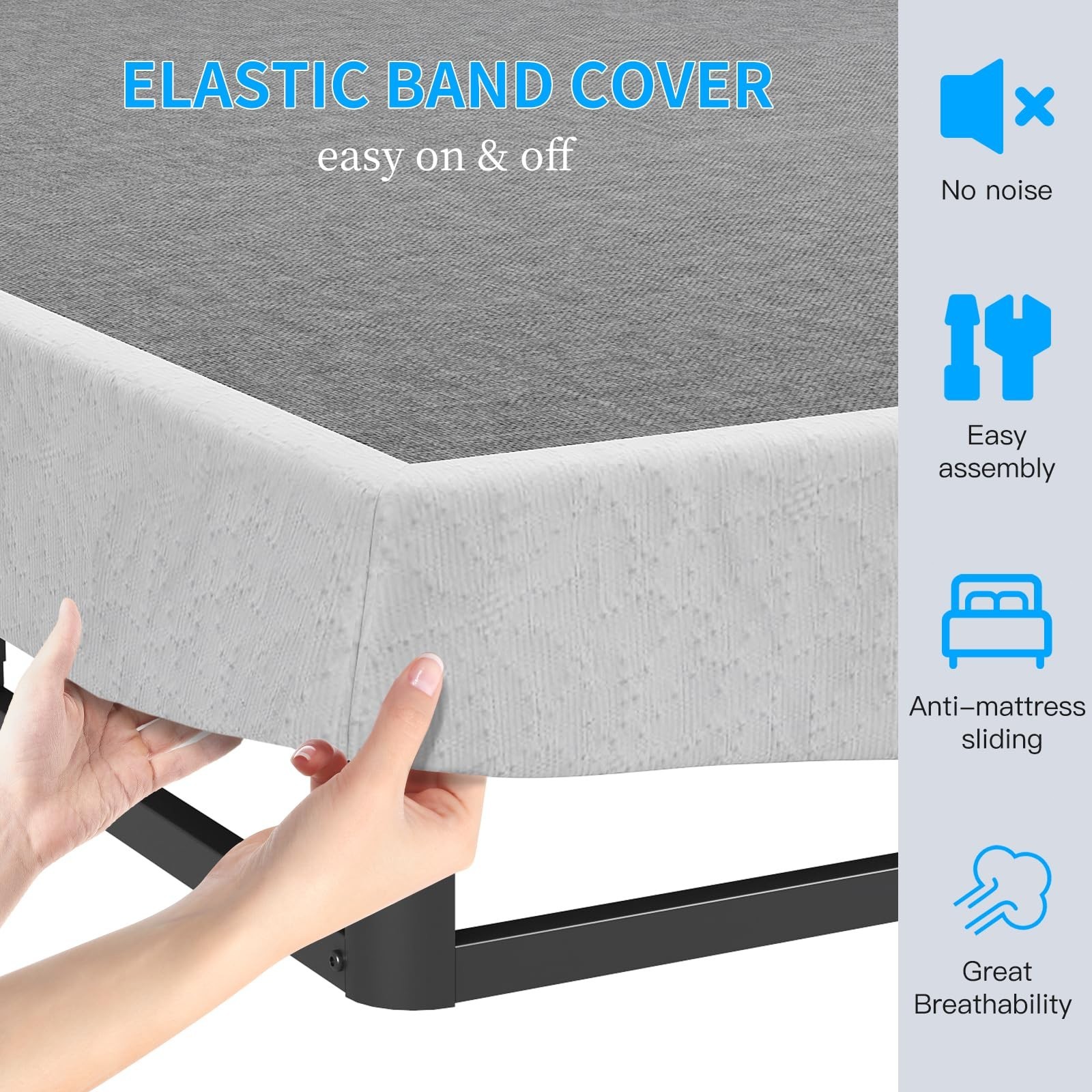 Box Spring 5 in Steel Bed Mattress Foundation Folding Queen Size