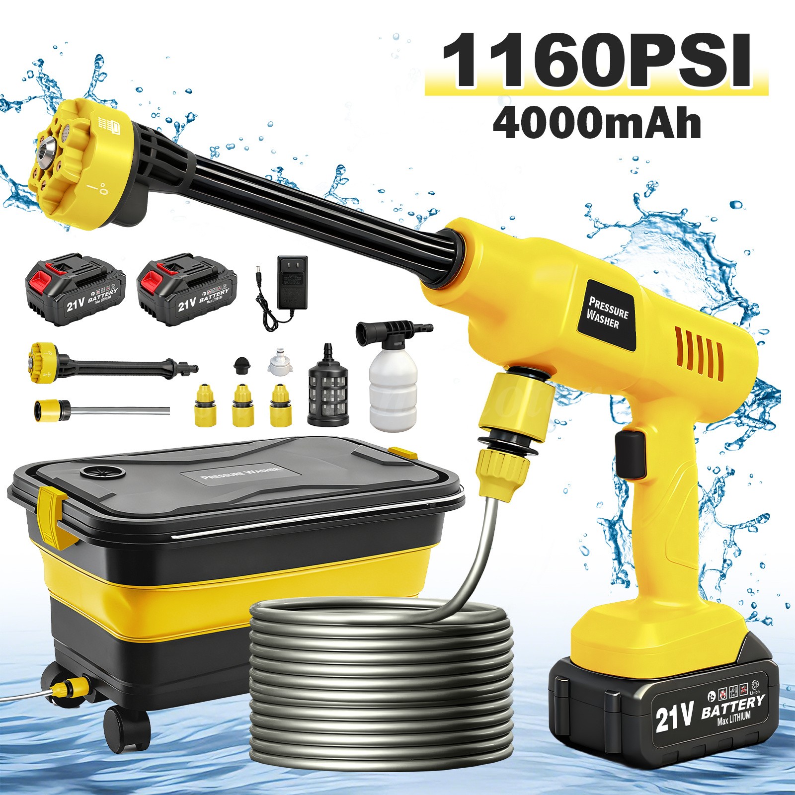 Cordless Electric High Pressure Water Spray Gun Portable Car Washer Cleaner Tool