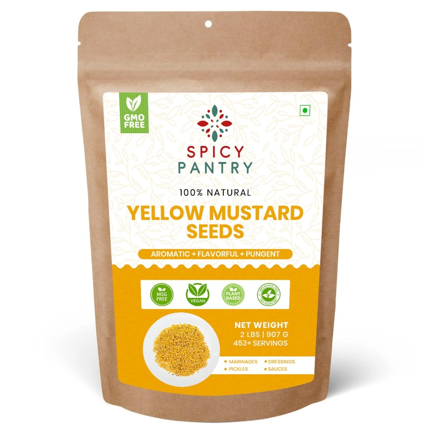 Yellow Mustard Seeds Whole – 100% Pure Natural Indian Spice – 2 LBS