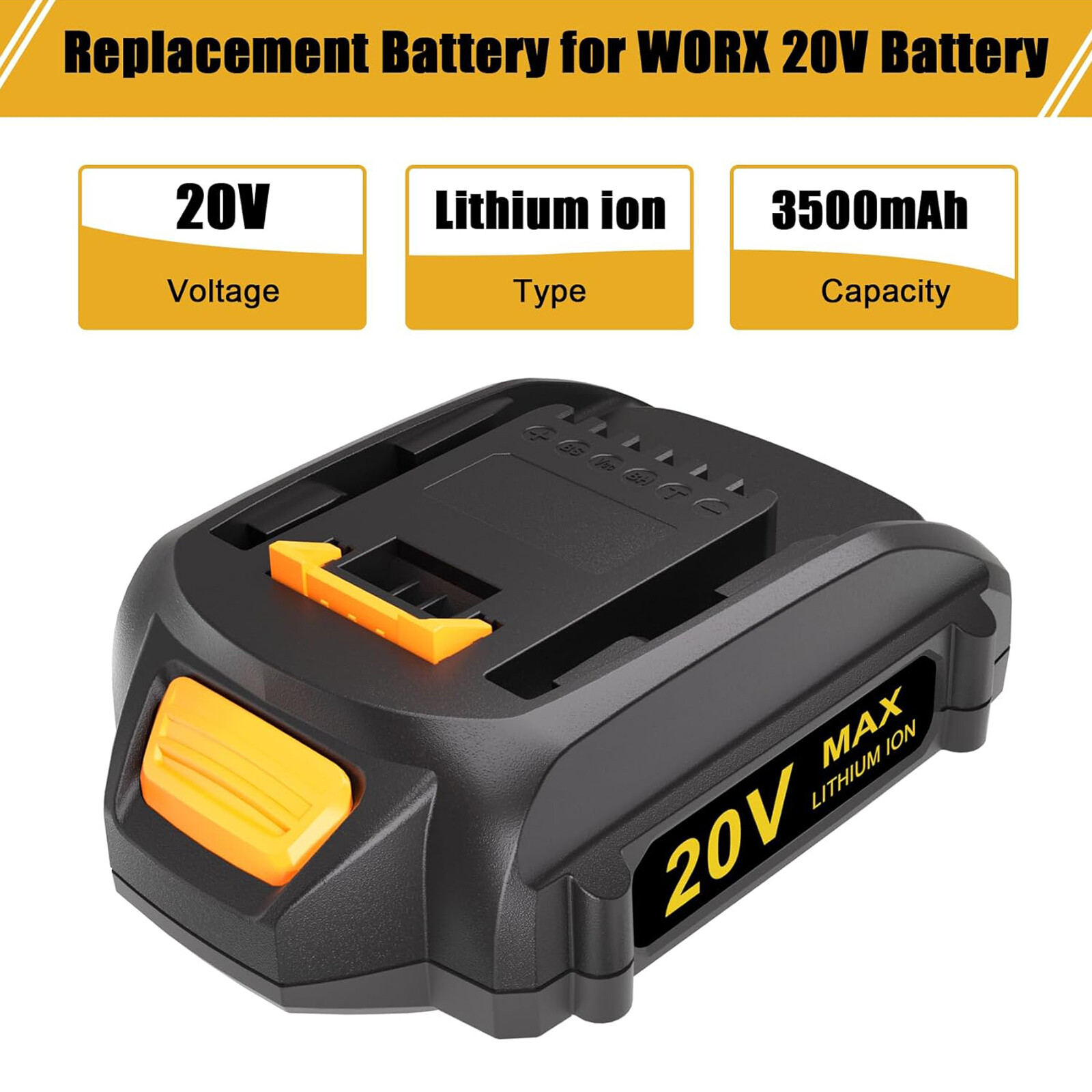 2 Pack 3.5Ah Replacement for Worx 20V PowerShare Lithium-ion Battery WA3575