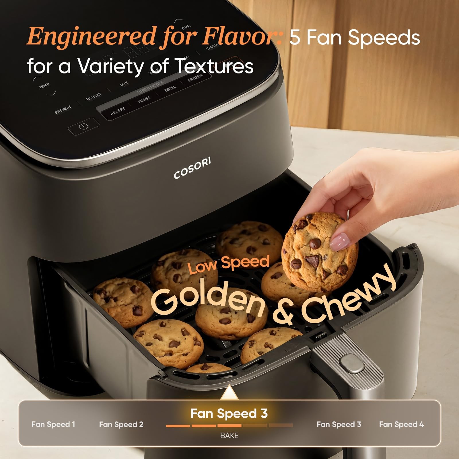 Cosori 9-in-1 TurboBlaze Air Fryer 6 Qt, PFAS-Free Ceramic 6QT, Dark Gray