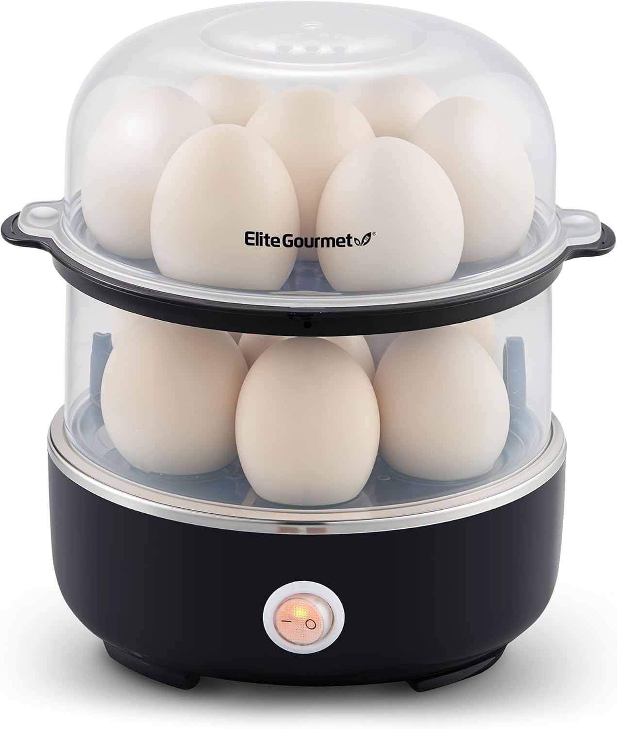 Compact Easy Egg Cooker for 14 Eggs Black with Removable Dishwasher Safe Parts