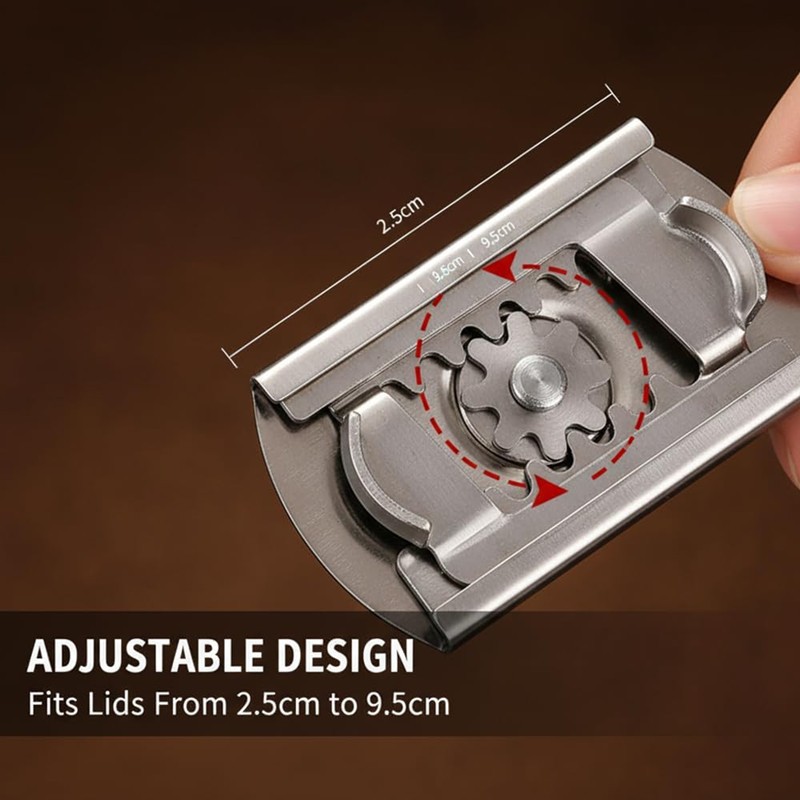 Jar Lid Bottle Opener Can Adjustable Remover Stainless Steel Twist Off Grip Easy