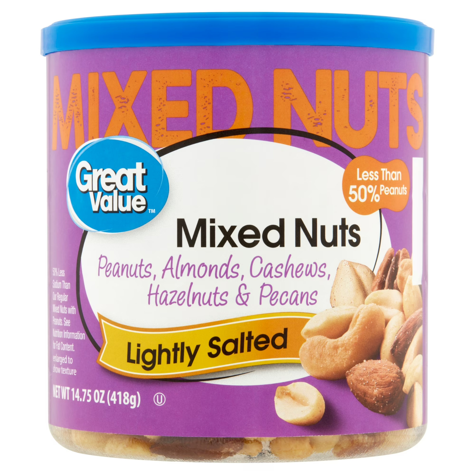 Great Value Roasted & Lightly Salted Mixed Nuts, 14.75 oz Free Shipping