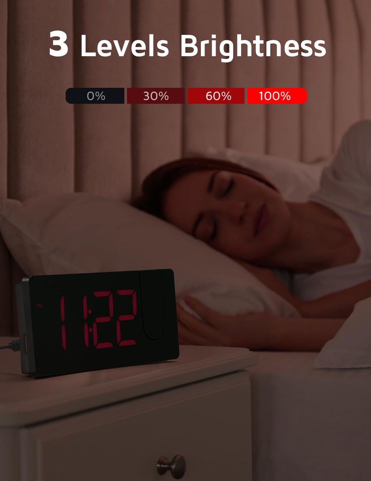 GOLOZA Projection Alarm Clock, Digital 7*3*1.5in, Red Digit+red