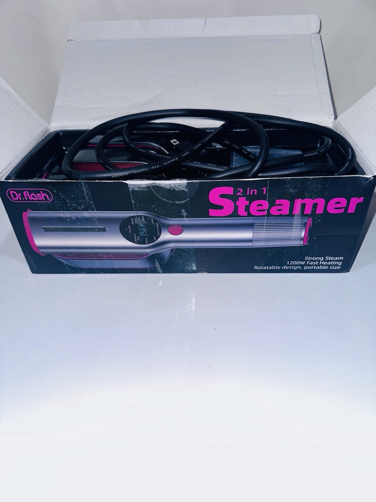 Dr Flash 2 in One Travel Garment Steamer.New Open Box.Strong Steam.Black LED