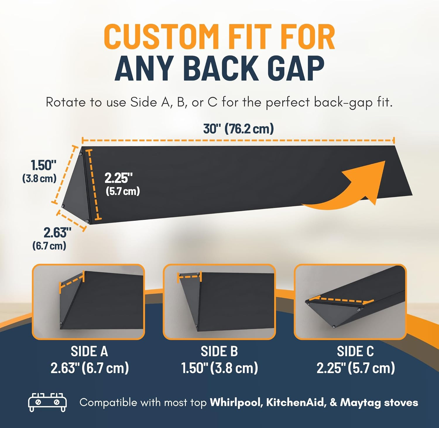 30” Slide in Range Gap Filler Kit, Slide-In Range Rear Gap Filler & Range Trim K