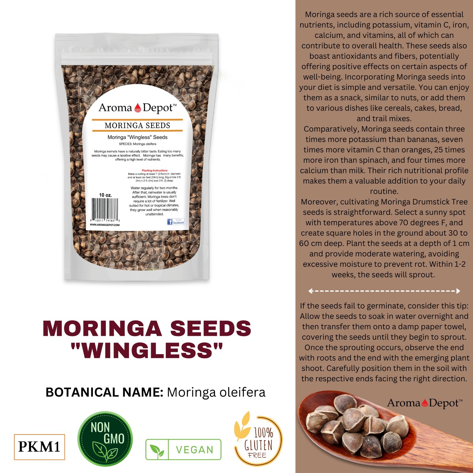 Moringa Powder oleifera Leaf 100% Pure Natural Superfood Gluten Free Lot