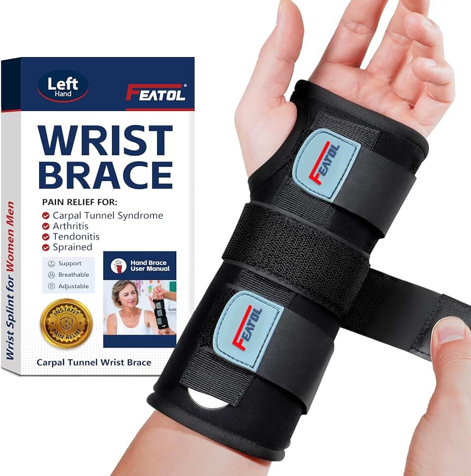 FEATOL Wrist Brace Hand Brace, Carpal Tunnel Wrist Splint Night Support for…