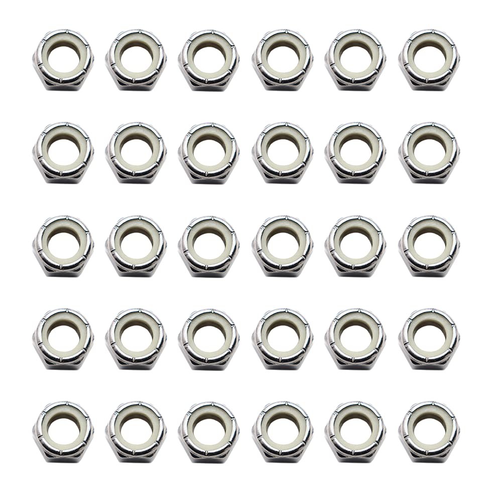5/16″-18 Nylon Insert Hex Lock Nuts 30 Pack 304 (30 pcs), Silver