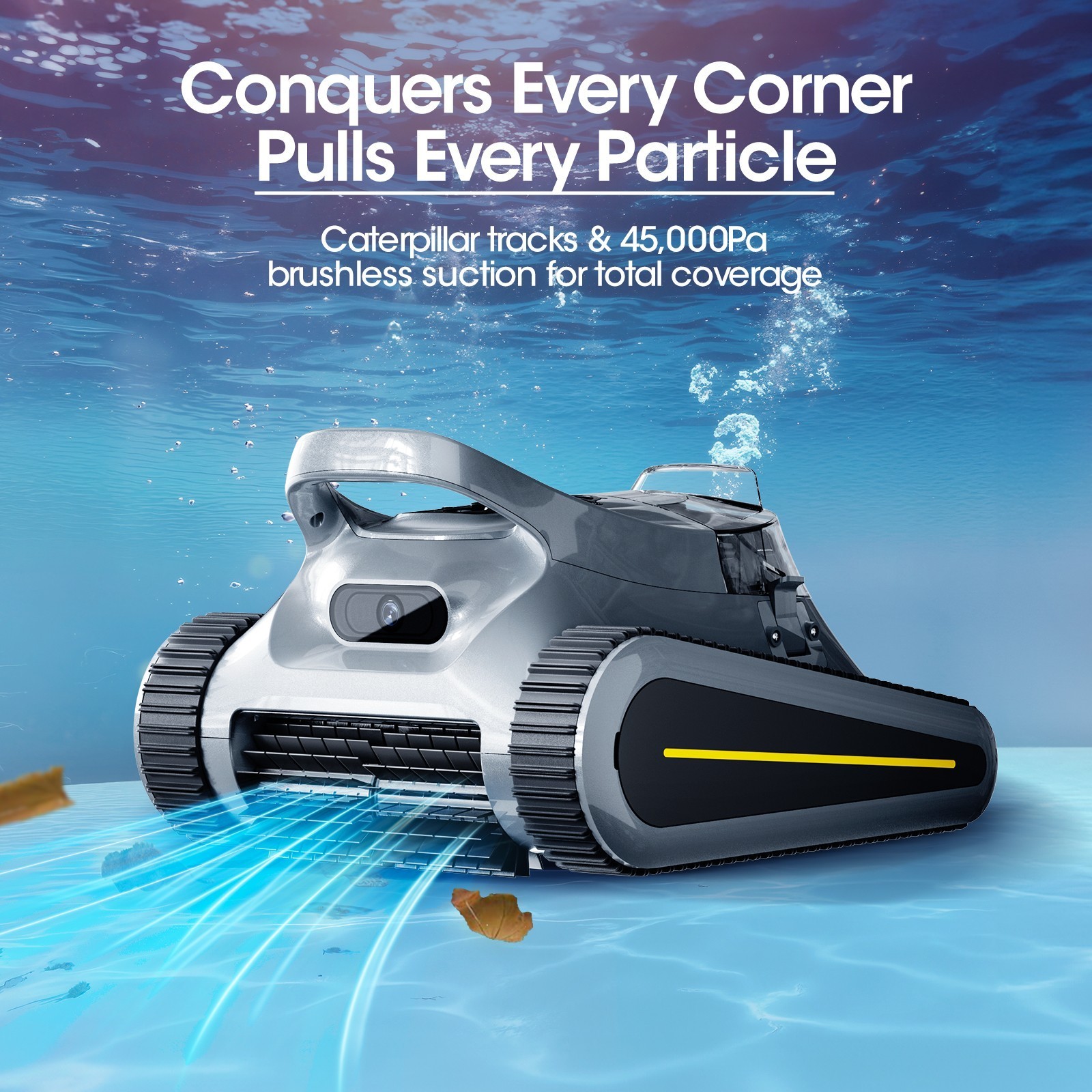 Seauto Cordless Robotic Pool Cleaner Wall & Waterline Cleaning Up To 2000 Sq.Ft