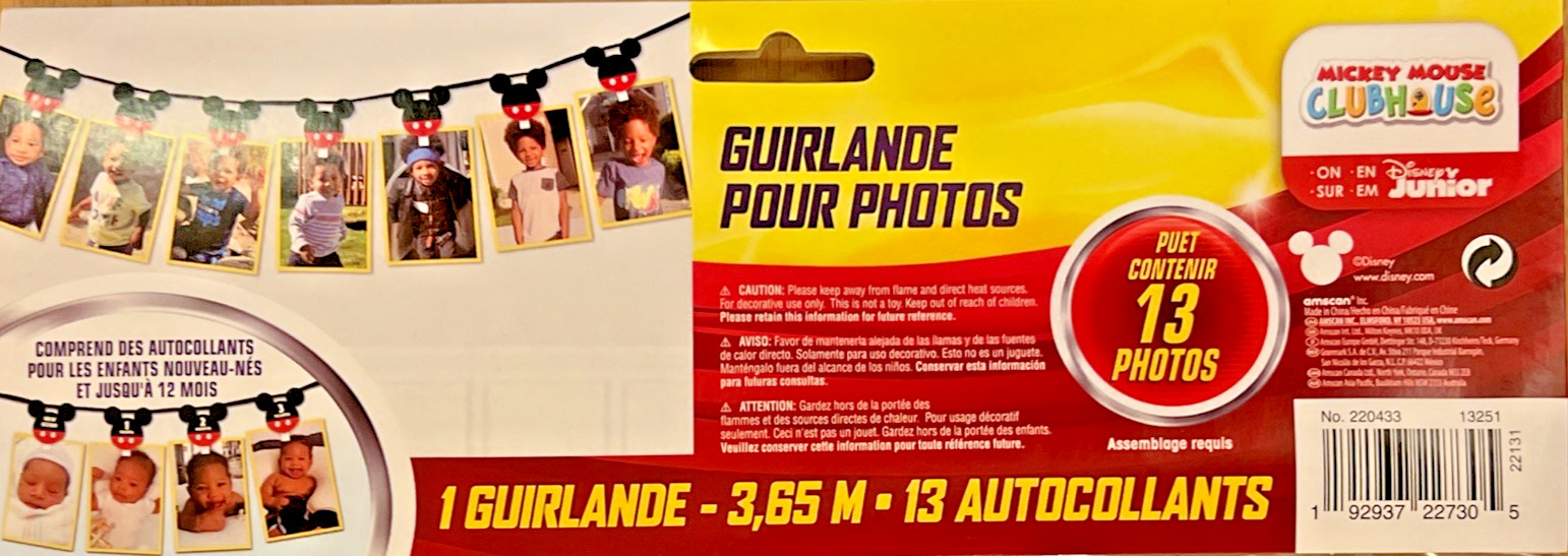 Disney Junior 12’ Mickey Mouse Photo Garland Holds 13 Photos birth 12 months 5