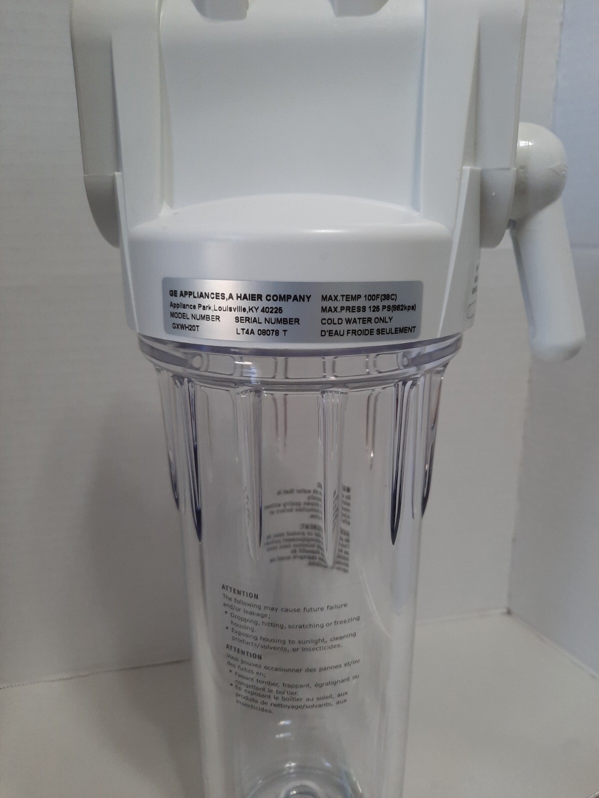 GE High Flow Whole House Water Filtration GXWH20T Reduces Chlorine Taste / Odor