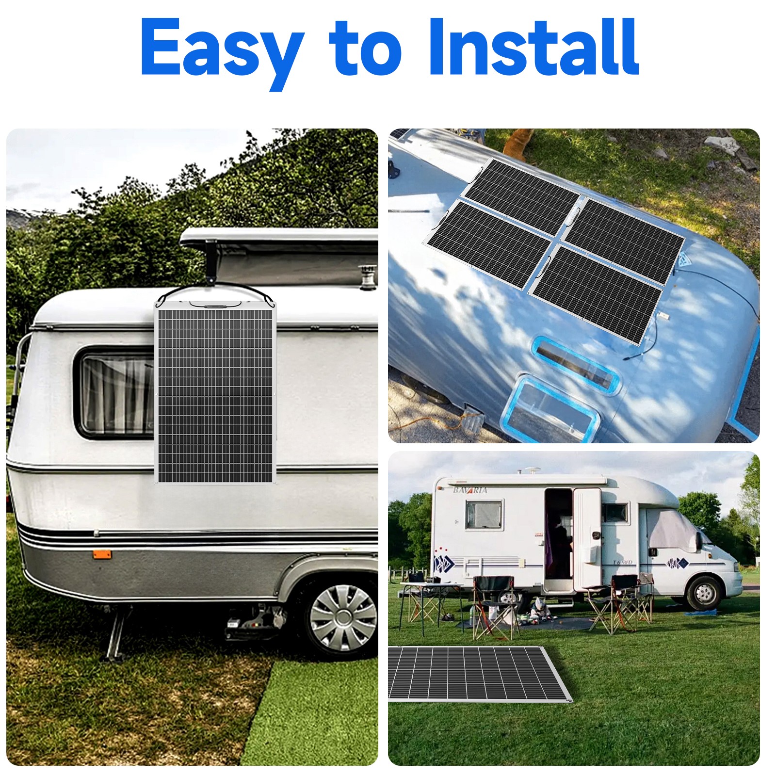 150W Flexible Solar Panel RV Rooftop Cabin Car Boat Home Camping Portable PV