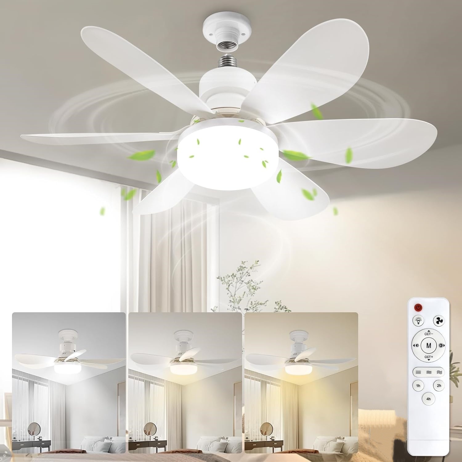 Socket Fan Light Ceiling Fans With Lights And Remote Dimmable LED Ceiling Fan US