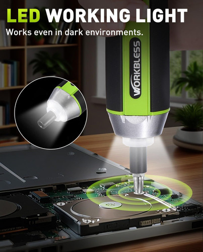 Electric Screwdriver Set, 3.7V Cordless with 3 Torque Green