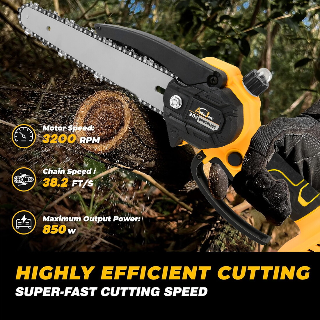 Cordless Mini Chainsaw 8 inch for Dewalt 20V Max Powered Wood Cutter NO Battery