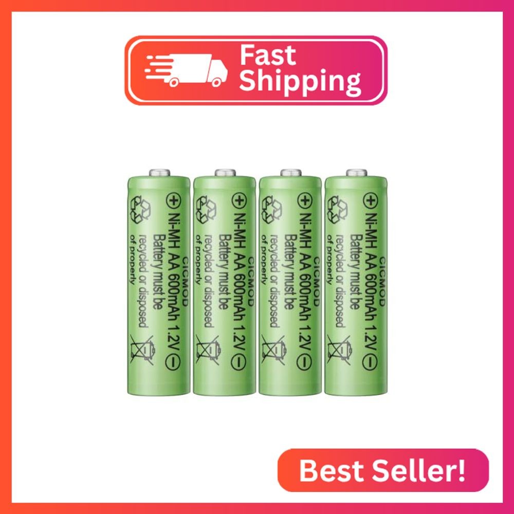 CICMOD Rechargeable AA Batteries 1.2V Ni-MH 600mAh Double A Battery for Outdoor