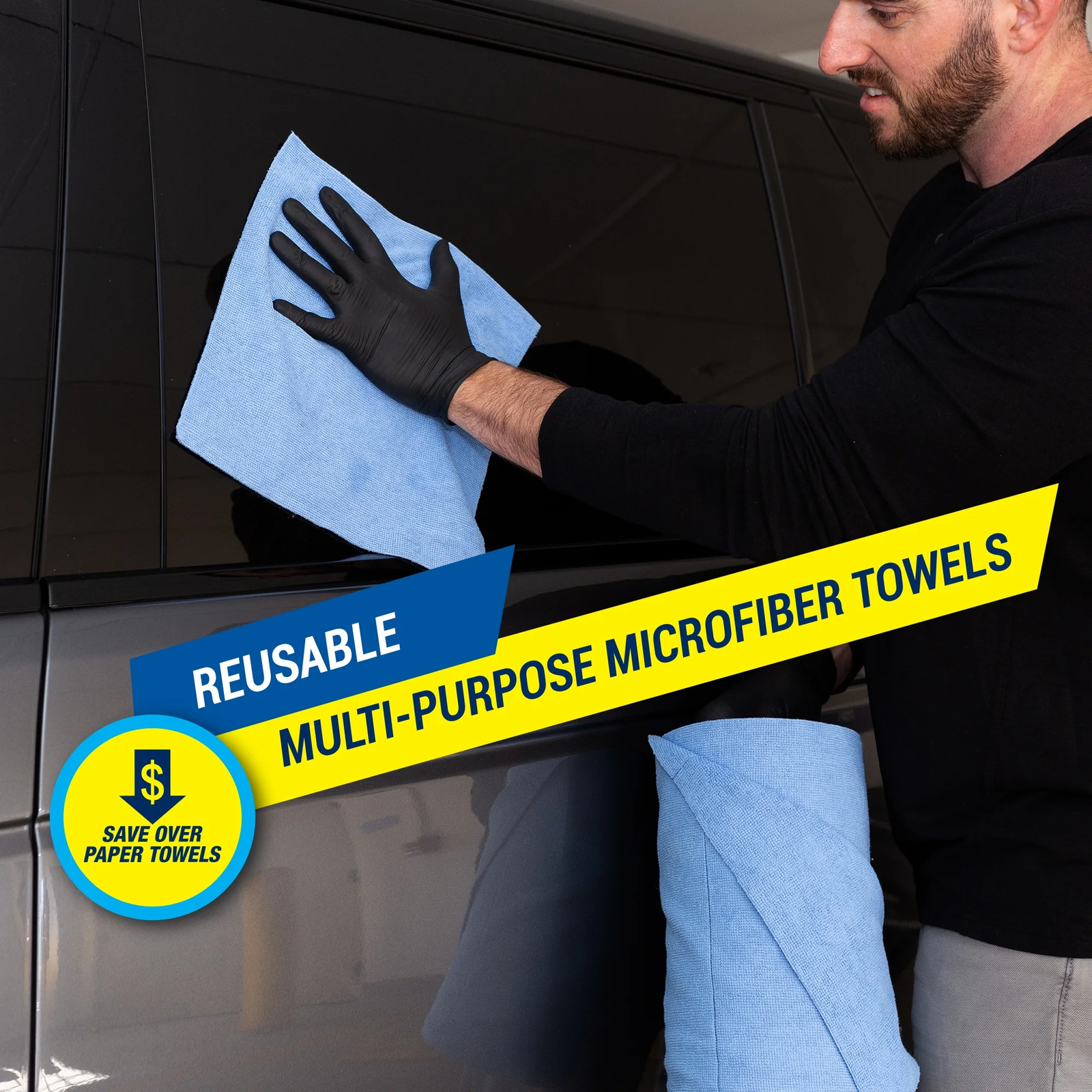 (2 Pack) Tear N Clean Reusable Easy-Tear Microfiber Towels, 12In. X 12In., 100 P