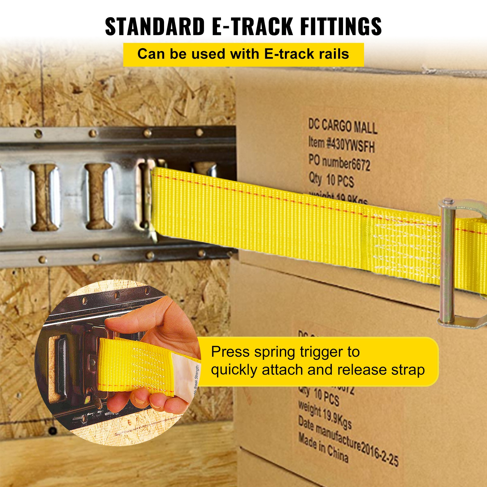 VEVOR 18 Pack E-Track Ratchet 2″ x 15′ Tie Down Strap 4000 lbs Breaking Strength