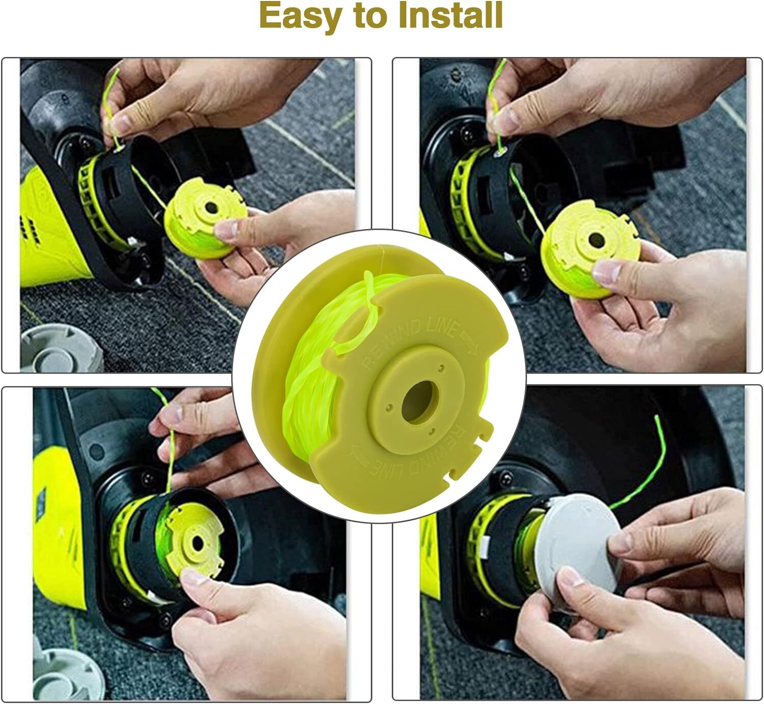 6 Replacement Trimmer Spool For Ryobi One Plus 11ft 0.08″ AC80RL3 18V 24V 40V