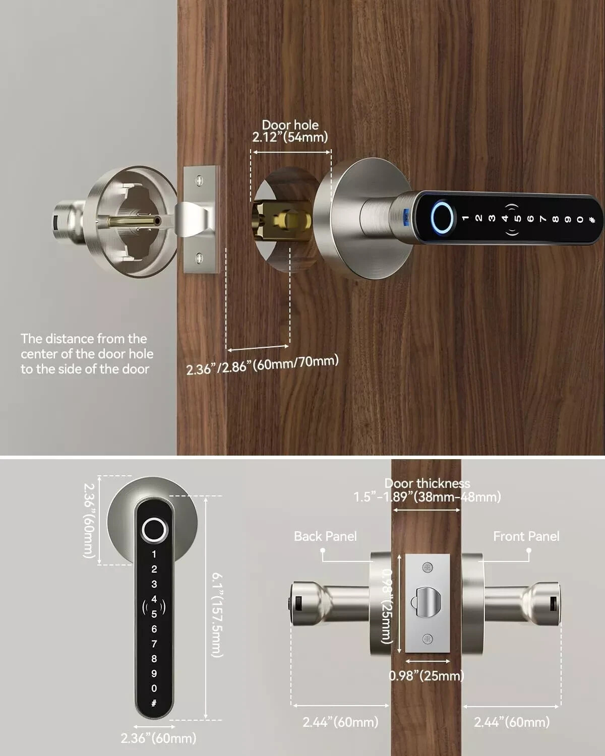 TMEZON Smart Door Lock Wi-Fi Fingerprint Keyless Door Lock with Handle Free APP