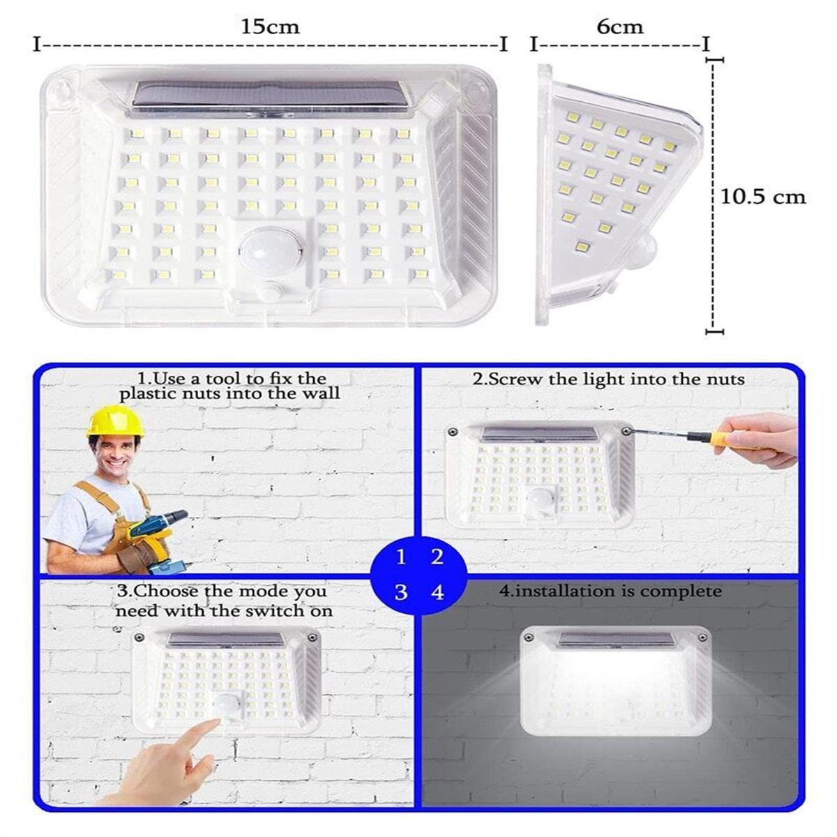 PFCTART 90 LED Solar Wall Light Outdoor Garden Motion Sensor Security Flood Lamp