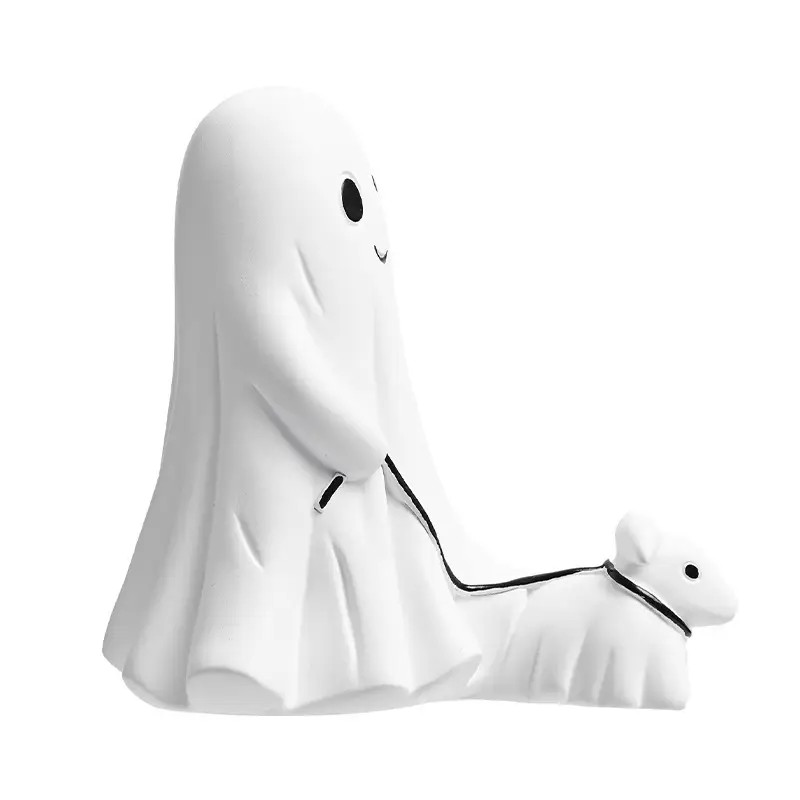 9.8 in Halloween Goblin And Ghoul Ghost Walking Dog Spooky Ghost Dog Figurine