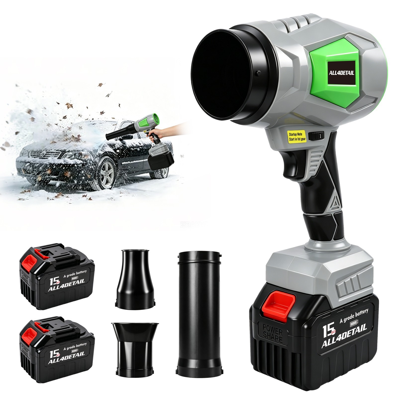 Cordless Leaf Blower 505CFM & 6 Speed Levels Electric with 2 x 4.5Ah Batteries