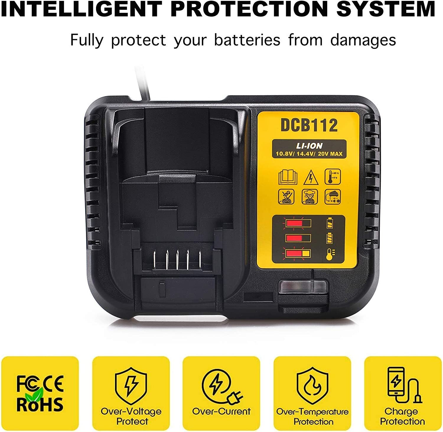 for Dewalt DCB112 12V-20V Li-Ion Battery Charger DCB101 DCB105 DCB107 DCB115