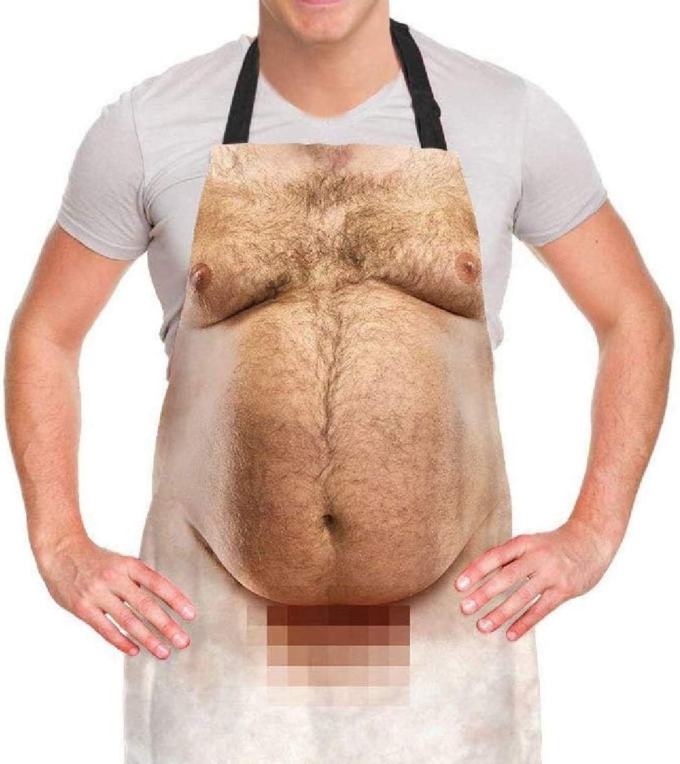 Adjustable Funny Cartoon BBQ Apron – One Size Fits Most! Ultimate Gag Gift