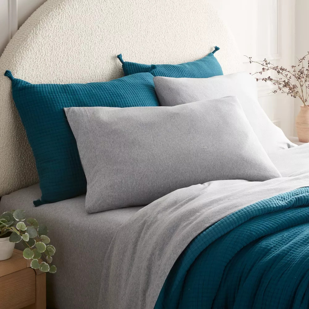 Twin Cotton Jersey Sheet Set Heather Gray – Threshold: 100% Cotton, OEKO-TEX