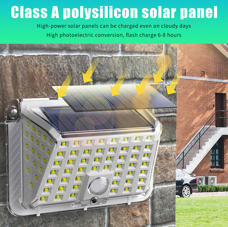 PFCTART 90 LED Solar Wall Light Outdoor Garden Motion Sensor Security Flood Lamp