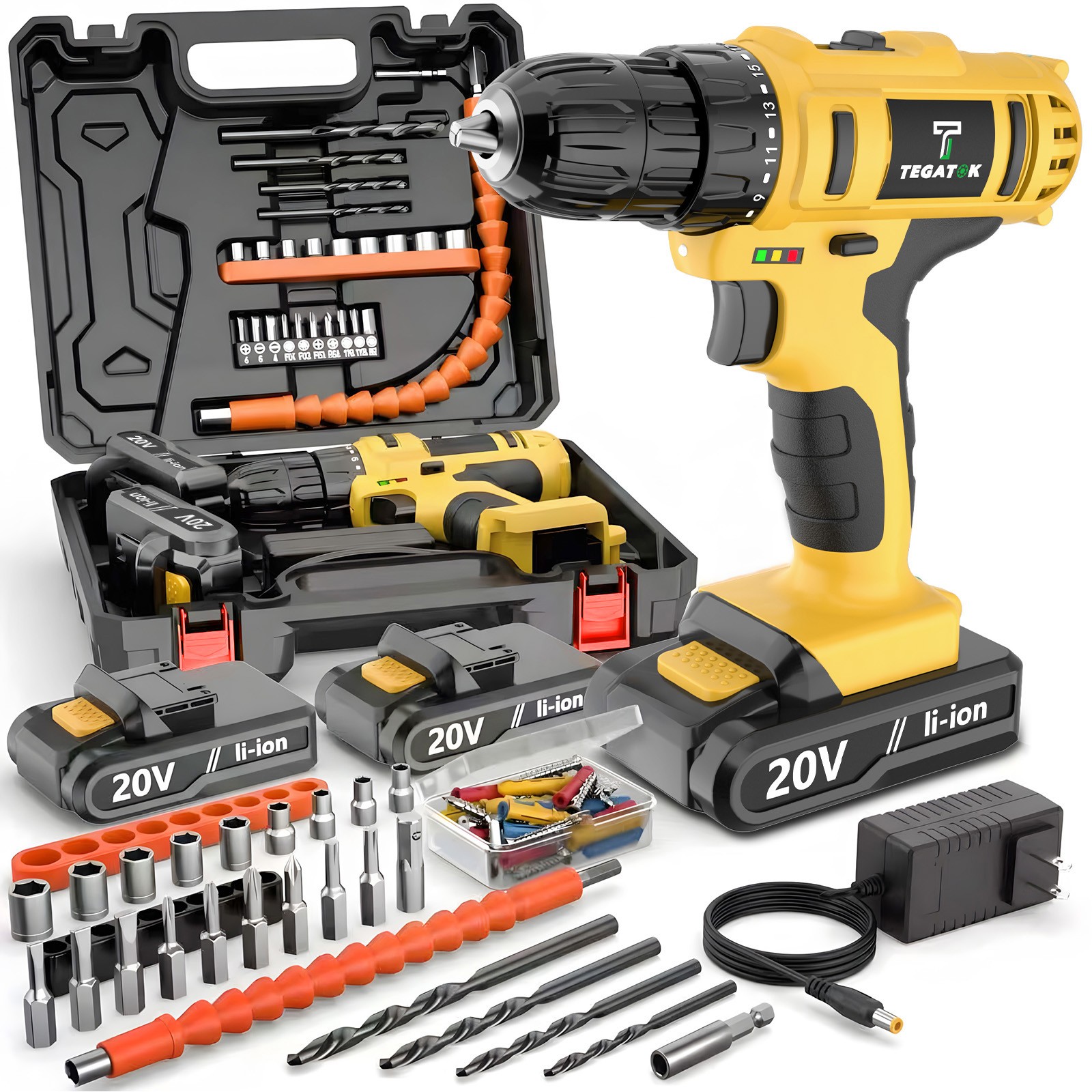 20V Electric Drill ToolBox Set | Cordless Rechargeable Electric Drill Tool