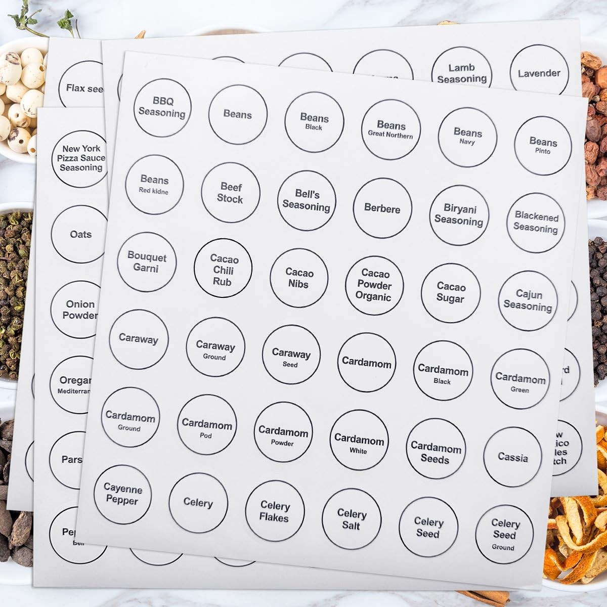 Spice Labels, 432Pcs Labels Stickers 1.4in Waterproof 1.4 inches, White