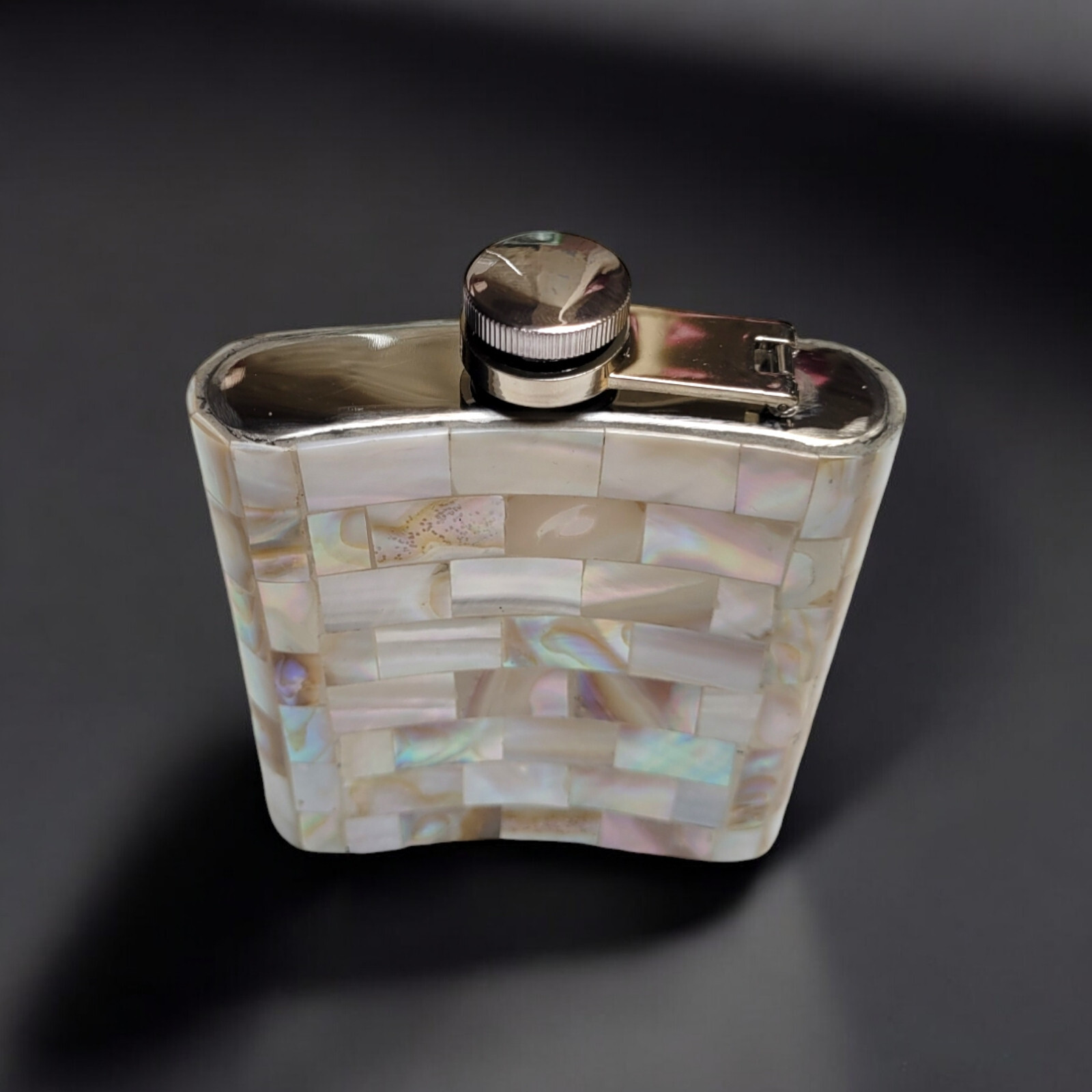 Handcrafted Mother of Pearl Pocket Wine Whisky Flask 7 Oz Stainless Steel 5”