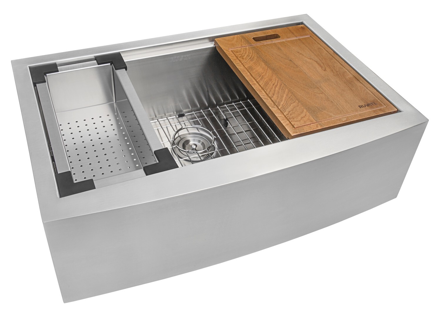 Ruvati 33″ Apron-front Workstation Farmhouse 16 Gauge Kitchen Sink- RVH9200