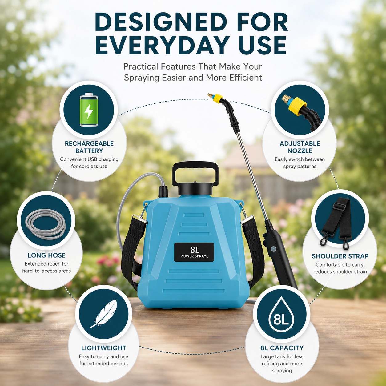 8L Electric Garden Sprayer USB Rechargeable Backpack Water Spray Pump Adjustable