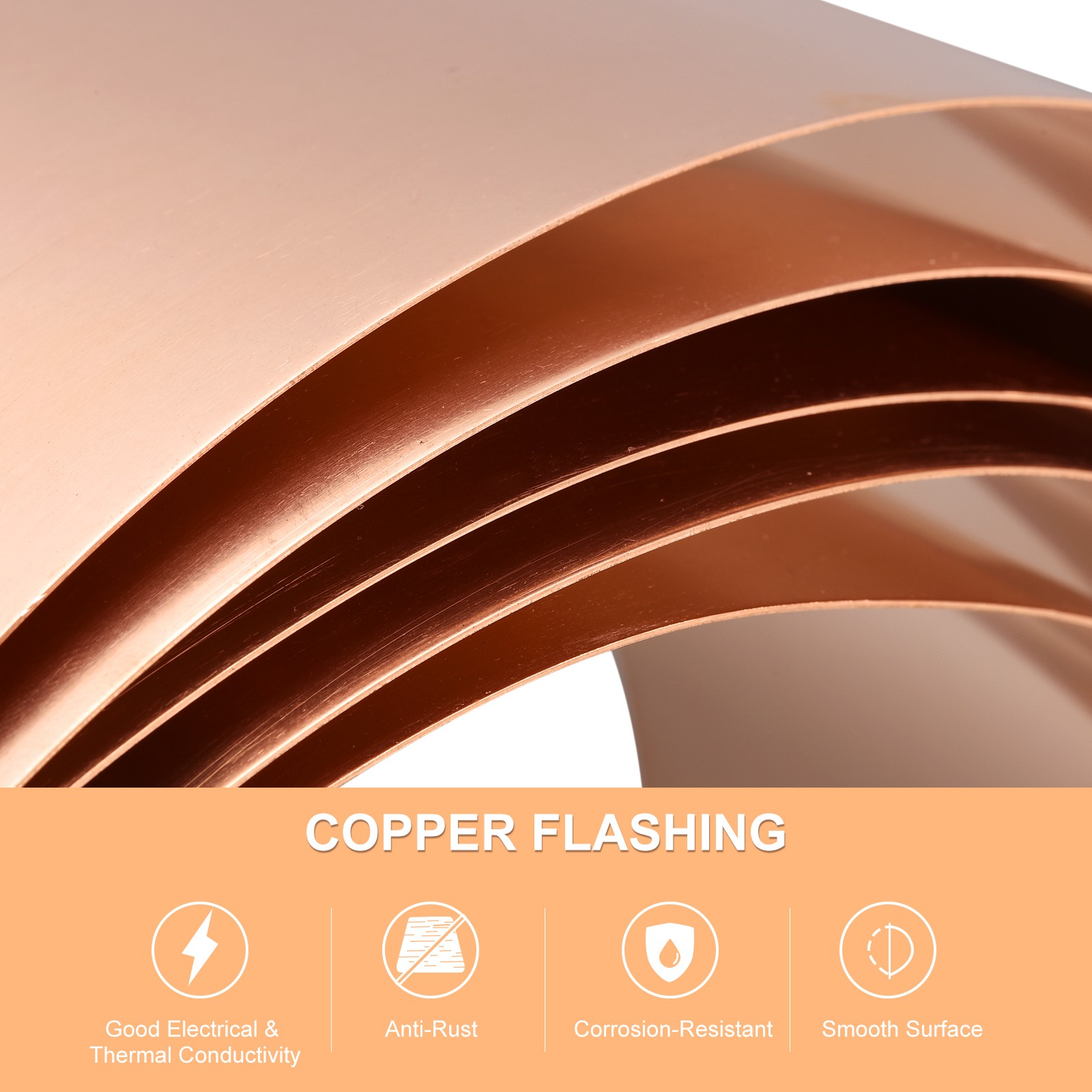 Pure Copper Flashing Sheet Roll 3500 x 100 x 0.08mm Strip 4″ x 11.5ft 20 Gauge