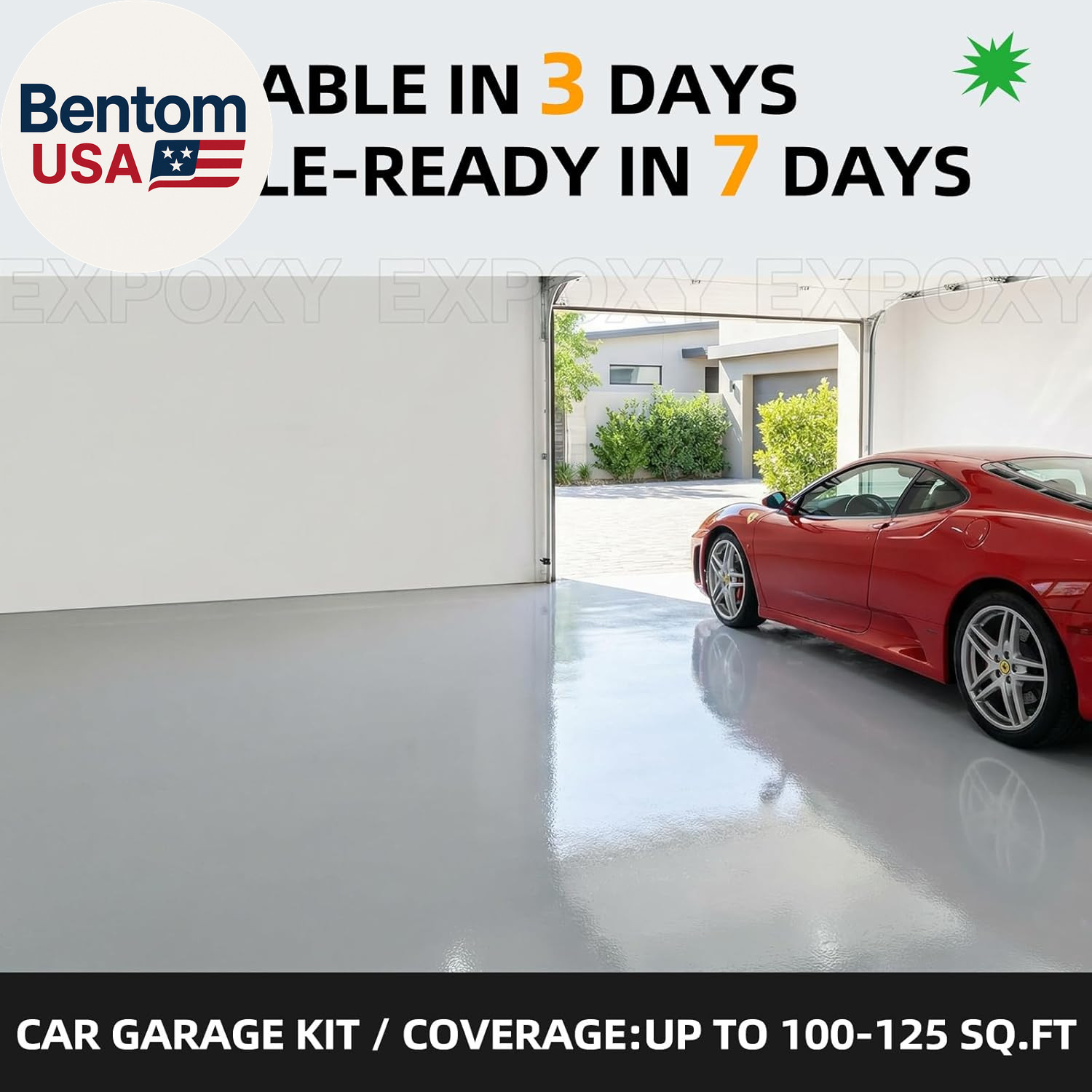Garage Floor Epoxy Kit, Epoxy Floor Paint with Tools, Epoxy Coating for Concrete