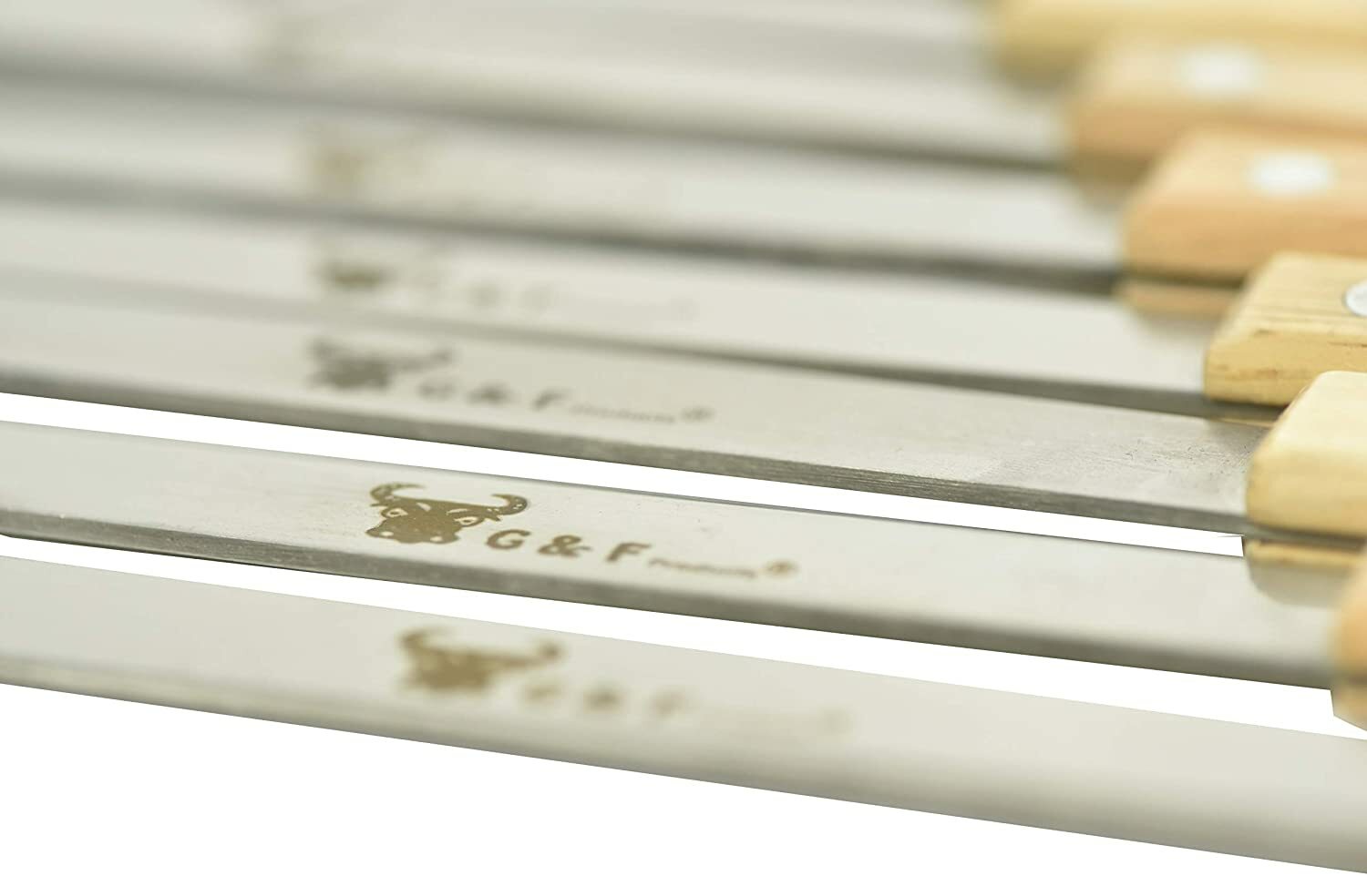 G & F – Large Stainless Steel Brazilian-Style BBQ Skewers with Hard Wood