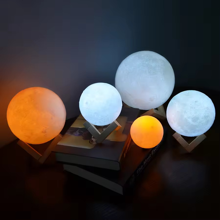 3D Moon Night Light Table Lamp USB Charging Remote Touch Control Home Decor Gift